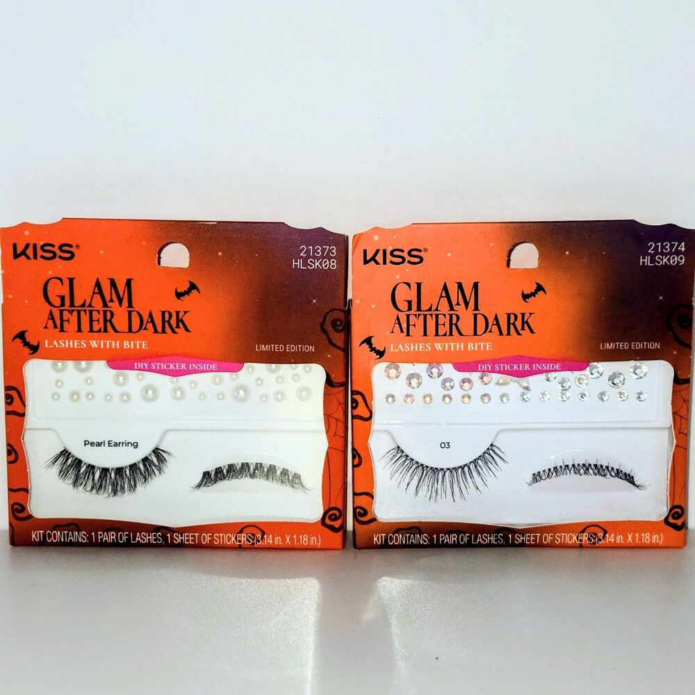 KISS Eyelashes 2 Pair Glam After Dark Limited Edition Face/Eye Gem Stickers NEW